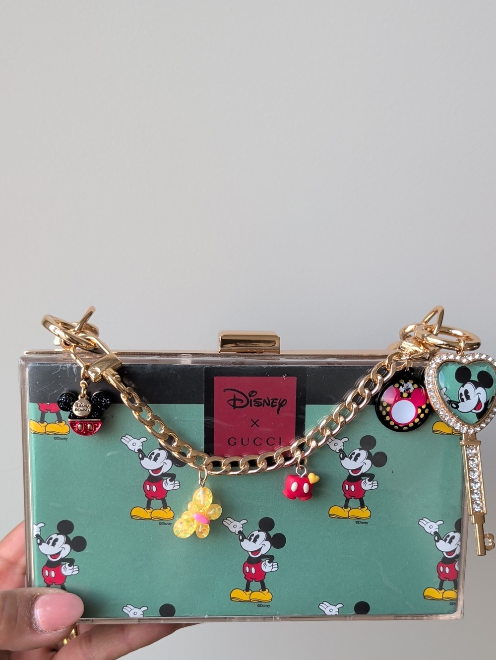 Upcycled Acrylic Box Clutch with Gold Chain